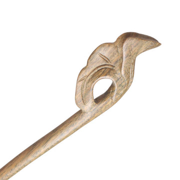 CrystalMood Handmade Carved Wood Hair Stick Lotus Leaf Lignum-Vitae